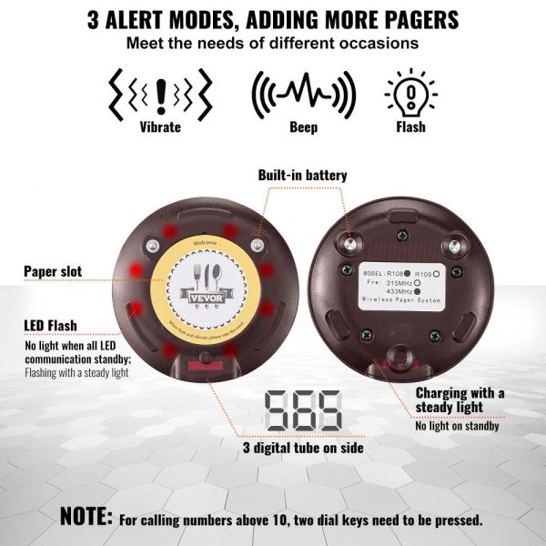 Smallwares | Restaurant Pager System, Wireless 500m Long Range Lineup Waiting Queue Signal, Guest Customer Calling Beepers with Vibration & Flashing, 20 Buzzers for Food Truck, Church, Nursery, Hospital Restaurant & Food Service Smallwares