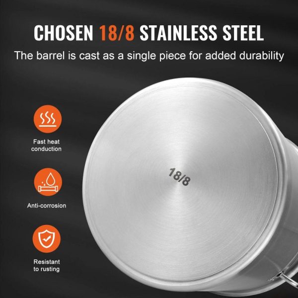 Smallwares | Stainless Steel Stockpot, 42 Quart Large Cooking Pots, Multipurpose Cookware Sauce Pot with Lid & Handle, Heavy Duty Commercial Grade Stock Pot, Sanding Treatment, for Large Groups Events Silver Restaurant & Food Service Smallwares