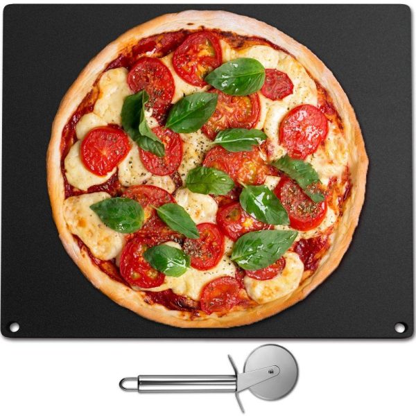 Smallwares | Steel Pizza Stone for Oven, Steel Pizza Plate, A36 Steel Baking Steel Pizza Stone for Grill, Steel Pizza Pan with 20x Higher Conductivity for Pizza & Bread Indoor & Outdoor (Balck) Restaurant & Food Service Smallwares