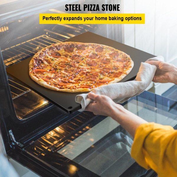 Smallwares | Steel Pizza Stone for Oven, Steel Pizza Plate, A36 Steel Baking Steel Pizza Stone for Grill, Steel Pizza Pan with 20x Higher Conductivity for Pizza & Bread Indoor & Outdoor (Balck) Restaurant & Food Service Smallwares