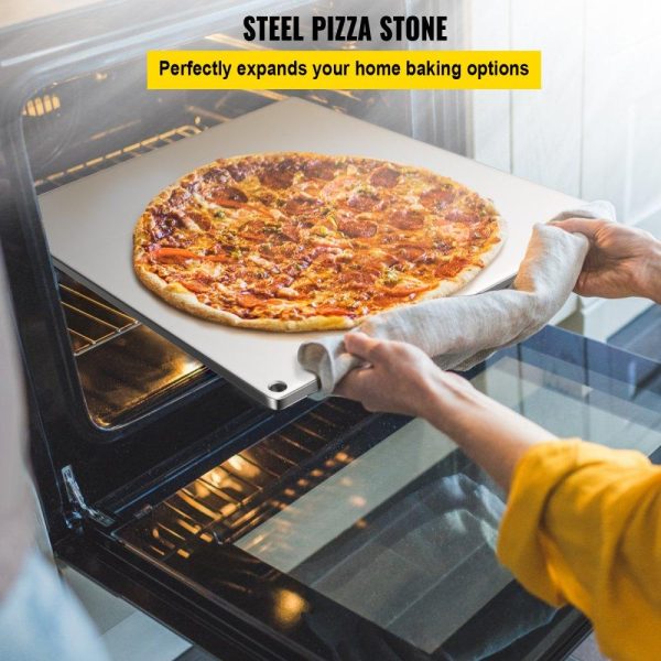 Smallwares | Steel Pizza Stone for Oven, Steel Pizza Plate, A36 Steel Baking Steel Pizza Stone for Grill, Steel Pizza Pan with 20x Higher Conductivity for Pizza & Bread Indoor & Outdoor (Silver) Restaurant & Food Service Smallwares