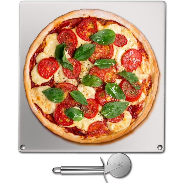 Smallwares | Steel Pizza Stone, Solid Steel Baking Steel, 16″ x 14″ Steel Pizza Plate, 0.2″ Thick Steel Pizza Pan, High-Performance Pizza Steel for Grill and Oven, Baking Surface for Oven Cooking and Baking Restaurant & Food Service Smallwares