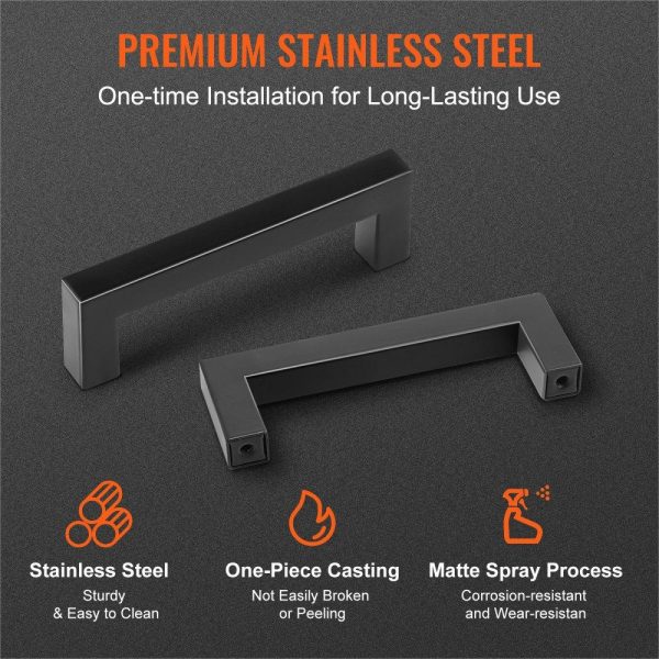 Storage & Organization | 10 Pack Cabinet Pulls, 3.86in / 96mm Center to Center Slim Square Kitchen Cabinet Drawer, Stainless Steel Modern Kitchen Cupboard Door Handles for Kitchen Bathroom Bar Hardware Matte Black Restaurant & Food Service Storage & Organization