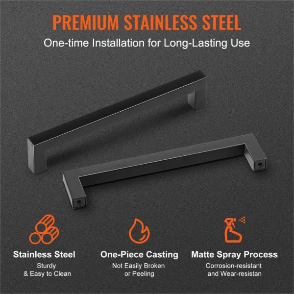 Storage & Organization | 10 Pack Cabinet Pulls, 5.03in / 128mm Center to Center Slim Square Kitchen Cabinet Drawer, Stainless Steel Modern Kitchen Cupboard Door Handles for Kitchen Bathroom Bar Hardware Matte Black Restaurant & Food Service Storage & Organization