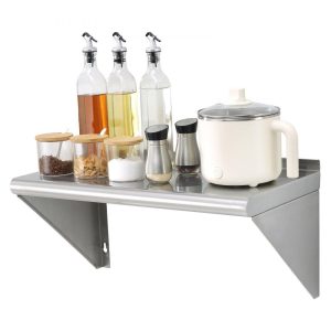 Storage & Organization | 12″ x 24″ Stainless Steel Shelf, Wall Mounted Floating Shelving with Brackets, 230 lbs Load Capacity Commercial Shelves, Heavy Duty Storage Rack for Restaurant, Kitchen, Bar, Home, and Hotel Restaurant & Food Service Storage & Organization