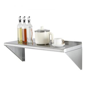 Storage & Organization | 12″ x 36″ Stainless Steel Shelf, Wall Mounted Floating Shelving with Brackets, 250 lbs Load Capacity Commercial Shelves, Heavy Duty Storage Rack for Restaurant, Kitchen, Bar, Home, and Hotel Restaurant & Food Service Storage & Organization