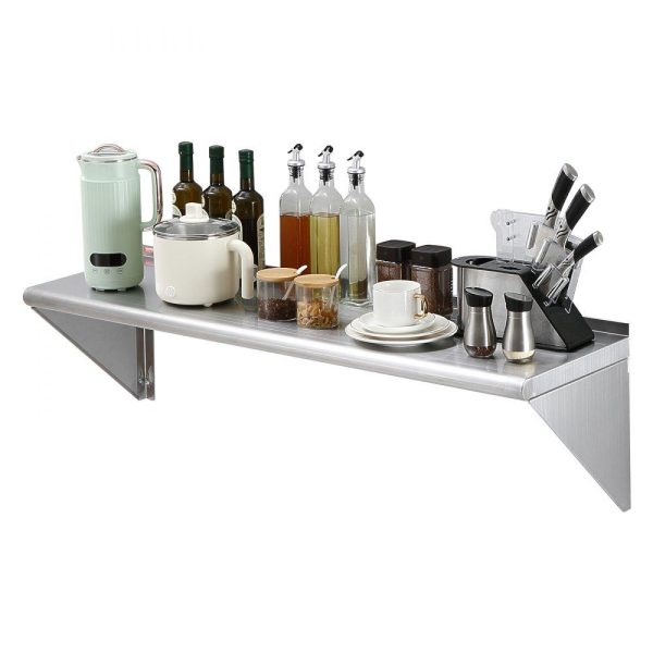 Storage & Organization | 14″ x 48″ Stainless Steel Shelf, Wall Mounted Floating Shelving with Brackets, 350 lbs Load Capacity Commercial Shelves, Heavy Duty Storage Rack for Restaurant, Kitchen, Bar, Home, and Hotel Restaurant & Food Service Storage & Organization