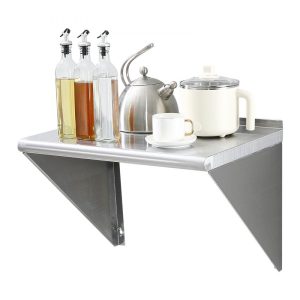 Storage & Organization | 18″ x 24″ Stainless Steel Shelf, Wall Mounted Floating Shelving with Brackets, 300 lbs Load Capacity Commercial Shelves, Heavy Duty Storage Rack for Restaurant, Kitchen, Bar, Home, and Hotel Restaurant & Food Service Storage & Organization