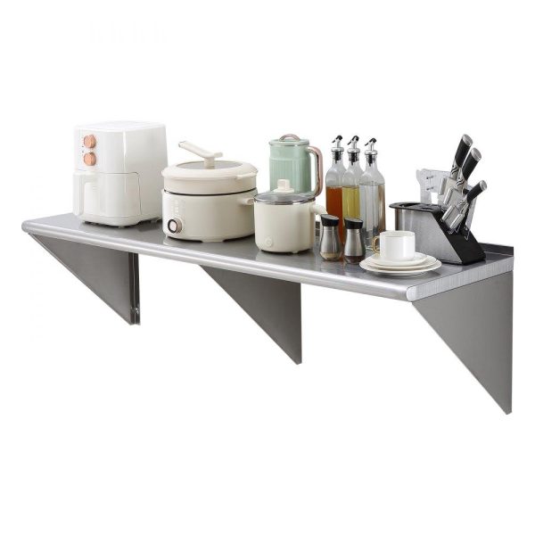 Storage & Organization | 18″ x 60″ Stainless Steel Shelf, Wall Mounted Floating Shelving with Brackets, 450 lbs Load Capacity Commercial Shelves, Heavy Duty Storage Rack for Restaurant, Kitchen, Bar, Home, and Hotel Restaurant & Food Service Storage & Organization