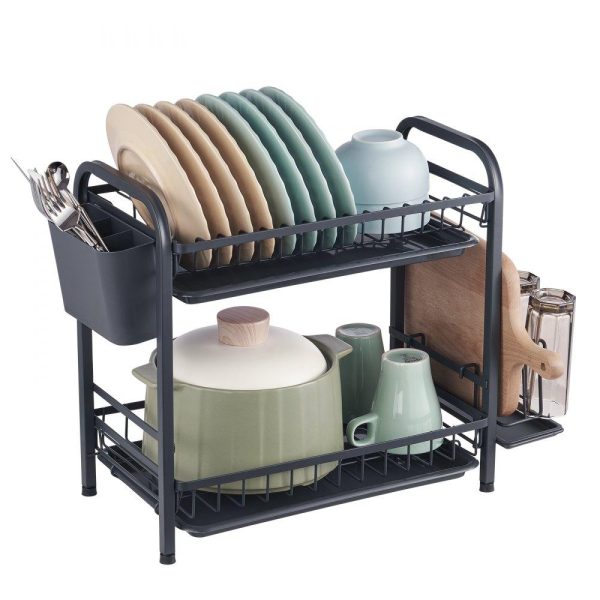 Storage & Organization | 2 Tier Dish Drying Rack Dish Drainer Carbon Steel Kitchen Utensil Holder Restaurant & Food Service Storage & Organization