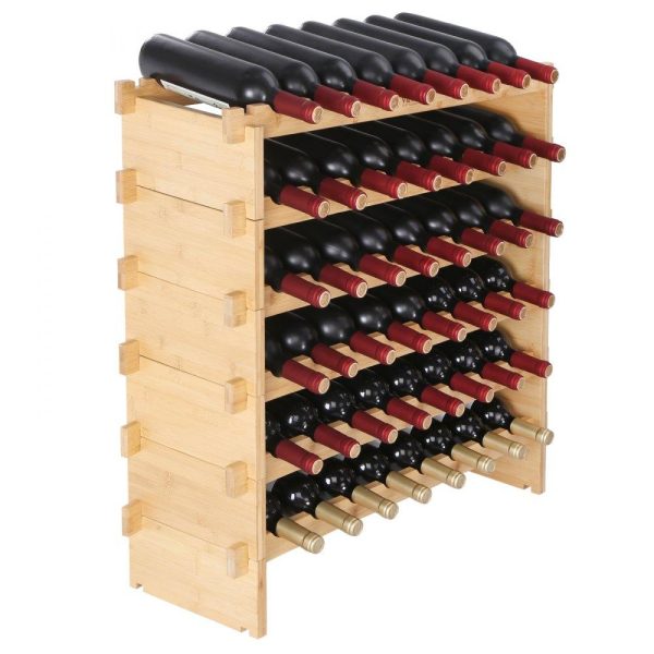 Storage & Organization | 48 Bottle Stackable Modular Wine Rack Bamboo Wood Display Shelf 6-Tier Restaurant & Food Service Storage & Organization