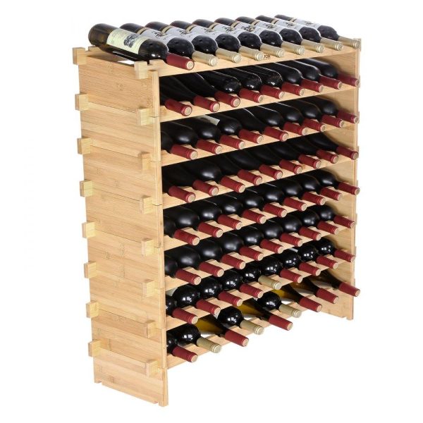 Storage & Organization | 72 Bottle Stackable Modular Wine Rack Bamboo Wood Display Shelf 8-Tier Restaurant & Food Service Storage & Organization