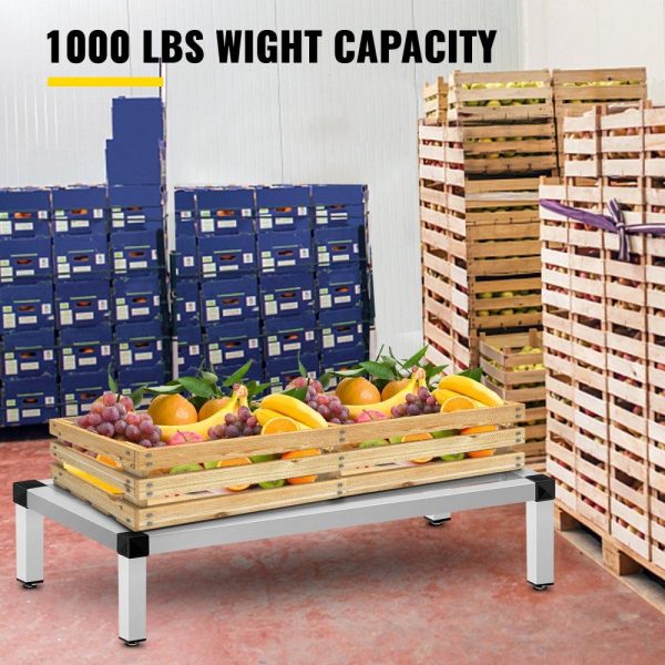 Storage & Organization | Aluminum Dunnage Rack, 48” x 14” Commercial Floor Food Shelf, 8” Off The Floor, 1000lbs Capacity Aluminum Storage Rack, Commercial Food Service Storage in Restaurant, Kitchens, Shops Restaurant & Food Service Storage & Organization