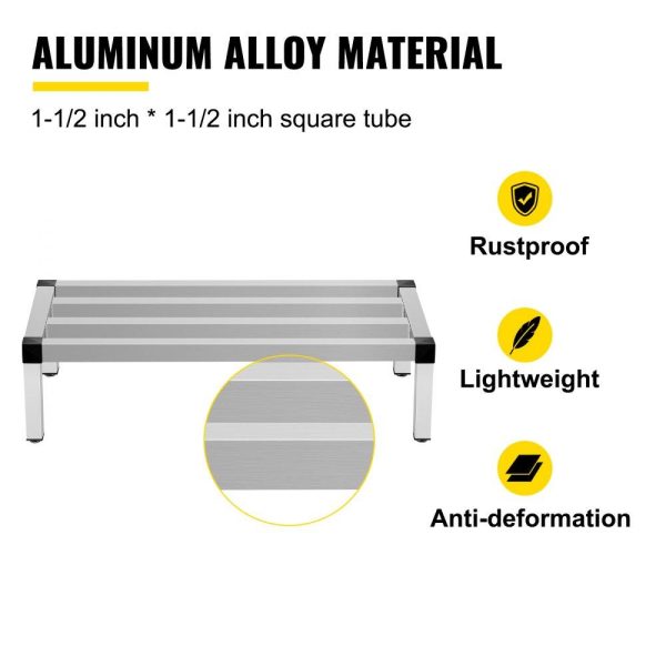 Storage & Organization | Aluminum Dunnage Rack, 48” x 14” Commercial Floor Food Shelf, 8” Off The Floor, 1000lbs Capacity Aluminum Storage Rack, Commercial Food Service Storage in Restaurant, Kitchens, Shops Restaurant & Food Service Storage & Organization