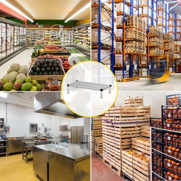 Storage & Organization | Aluminum Dunnage Rack, 48” x 14” Commercial Floor Food Shelf, 8” Off The Floor, 1000lbs Capacity Aluminum Storage Rack, Commercial Food Service Storage in Restaurant, Kitchens, Shops Restaurant & Food Service Storage & Organization