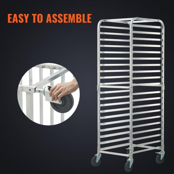 Storage & Organization | Bun Pan Rack, 20-Tier Commercial Bakery Racks with Brake Wheels, Aluminum Racking Trolley Storage for Half & Full Sheet, Speed Rack For Kitchen Home, Bread Baking Equipment, 26″L x 20.4″W x 70″H Restaurant & Food Service Storage & Organization