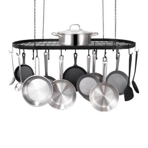 Storage & Organization | Hanging Pot Rack, 36 inch Hanging Pot Rack Ceiling Mount, Ceiling Pot Rack with 20 S Hooks, 80 lbs Loading Weight, Ideal for Home, Restaurant, Kitchen Cookware, Utensils Restaurant & Food Service Storage & Organization