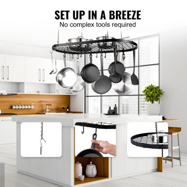 Storage & Organization | Hanging Pot Rack, 36 inch Hanging Pot Rack Ceiling Mount, Ceiling Pot Rack with 20 S Hooks, 80 lbs Loading Weight, Ideal for Home, Restaurant, Kitchen Cookware, Utensils Restaurant & Food Service Storage & Organization