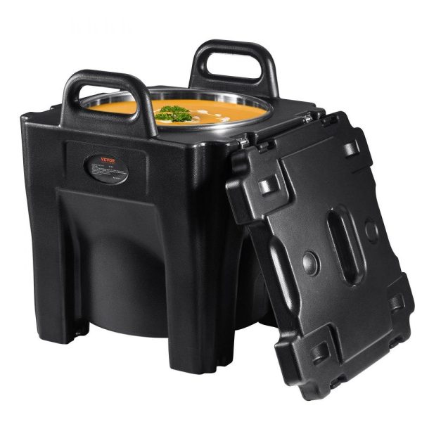 Storage & Organization | Insulated Food Carrier, 32Qt Capacity, Stackable Catering Hot Box w/Stainless Steel Barrel, Top Load LLDPE Food Warmer w/Integral Handles Buckles Stationary Base, for Restaurant Canteen, Black Restaurant & Food Service Storage & Organization