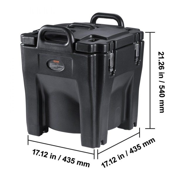 Storage & Organization | Insulated Food Carrier, 32Qt Capacity, Stackable Catering Hot Box w/Stainless Steel Barrel, Top Load LLDPE Food Warmer w/Integral Handles Buckles Stationary Base, for Restaurant Canteen, Black Restaurant & Food Service Storage & Organization