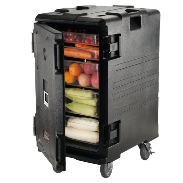 Storage & Organization | Insulated Food Pan Carrier, 109 Qt Hot Box for Catering, LLDPE Food Box Carrier w/Double Buckles, Front Loading Food Warmer w/Handles, End Loader w/Wheels for Restaurant, Canteen, etc. Black Restaurant & Food Service Storage & Organization