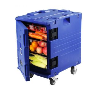 Storage & Organization | Insulated Food Pan Carrier, 82 Qt Hot Box for Catering, LLDPE Food Box Carrier w/One-Piece Buckle, Front Loading Food Warmer w/Handles, End Loader w/Wheels for Restaurant, Canteen, etc. Blue Restaurant & Food Service Storage & Organization