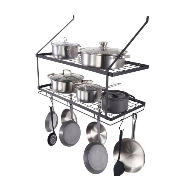 Storage & Organization | Pot Rack Wall Mounted, 30 inch Pot and Pan Hanging Rack, Pot and Pan Hanger with 12 S Hooks, 55 lbs Loading Weight, Ideal for Pans, Utensils, Cookware in Kitchen Restaurant & Food Service Storage & Organization