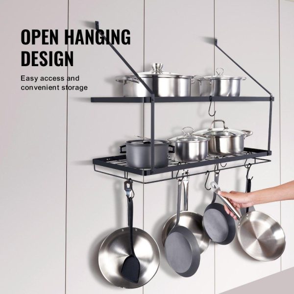 Storage & Organization | Pot Rack Wall Mounted, 30 inch Pot and Pan Hanging Rack, Pot and Pan Hanger with 12 S Hooks, 55 lbs Loading Weight, Ideal for Pans, Utensils, Cookware in Kitchen Restaurant & Food Service Storage & Organization