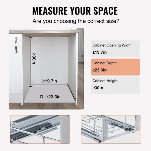 Storage & Organization | Pull-Out Trash Can, 35Lx2 Double Bins, Under Mount Kitchen Waste Container with Slide and Door Mounting Kit, 110 lbs Load Capacity Heavy Duty Garbage Recycling Bin for Kitchen Cabinet, Sink Restaurant & Food Service Storage & Organization