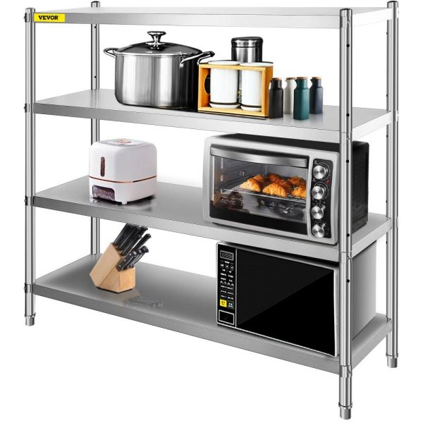 Storage & Organization | Storage Shelf, 4-Tier Stainless Steel Shelving, Storage Shelving Unit, 70.9 x 17.7 x 59.1 Inch Heavy Duty Storage Rack Shelving, 1320 Lbs Total Capacity with Adjustable Height Restaurant & Food Service Storage & Organization