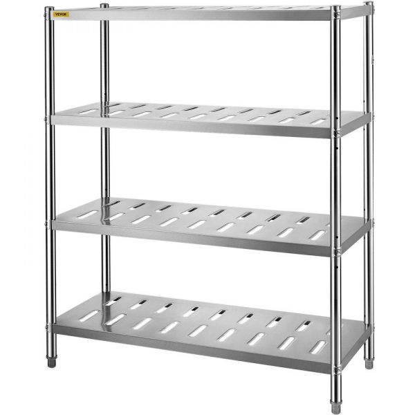 Storage & Organization | Storage Shelf, 4-Tier Storage Shelving Unit, Stainless Steel Garage Shelf, 47.2 x 17.7 x 61 inch Heavy Duty Storage Shelving, 529 Lbs Total Capacity with Adjustable Height and Vent Holes Restaurant & Food Service Storage & Organization