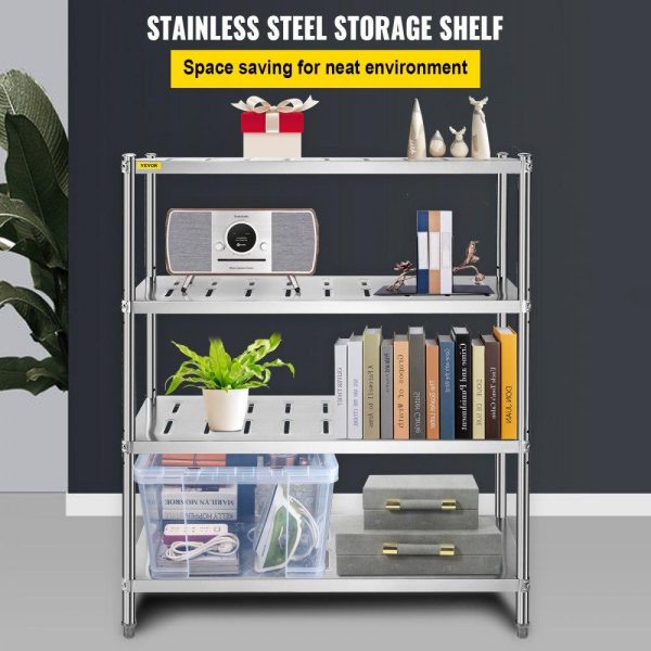 Storage & Organization | Storage Shelf, 4-Tier Storage Shelving Unit, Stainless Steel Garage Shelf, 47.2 x 17.7 x 61 inch Heavy Duty Storage Shelving, 529 Lbs Total Capacity with Adjustable Height and Vent Holes Restaurant & Food Service Storage & Organization