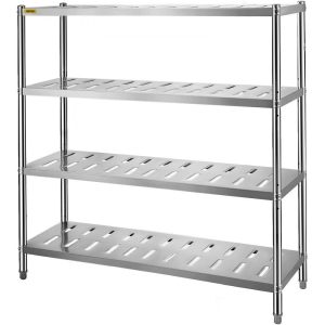 Storage & Organization | Storage Shelf, 4-Tier Storage Shelving Unit, Stainless Steel Garage Shelf, 59.1 x 17.7 x 61 inch Heavy Duty Storage Shelving, 529 Lbs Total Capacity with Adjustable Height and Vent Holes Restaurant & Food Service Storage & Organization