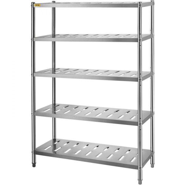 Storage & Organization | Storage Shelf, 5-Tier Storage Shelving Unit, Stainless Steel Garage Shelf, 47.2 x 17.7 x 70.9 inch Heavy Duty Storage Shelving, 661 Lbs Total Capacity with Adjustable Height and Vent Holes Restaurant & Food Service Storage & Organization