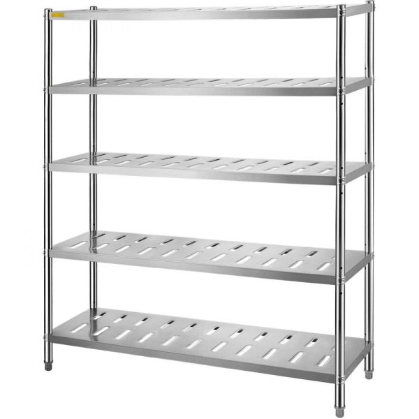 Storage & Organization | Storage Shelf, 5-Tier Storage Shelving Unit, Stainless Steel Garage Shelf, 59.1 x 17.7 x 70.9 inch Heavy Duty Storage Shelving, 661 Lbs Total Capacity with Adjustable Height and Vent Holes Restaurant & Food Service Storage & Organization