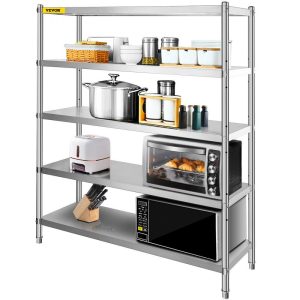 Storage & Organization | Storage Shelf, 5-Tier Storage Shelving Unit, Stainless Steel Garage Shelf, 70.9 x 17.7 x 70.9 inch Heavy Duty Storage Shelving, 1650 Lbs Total Capacity with Adjustable Height Restaurant & Food Service Storage & Organization