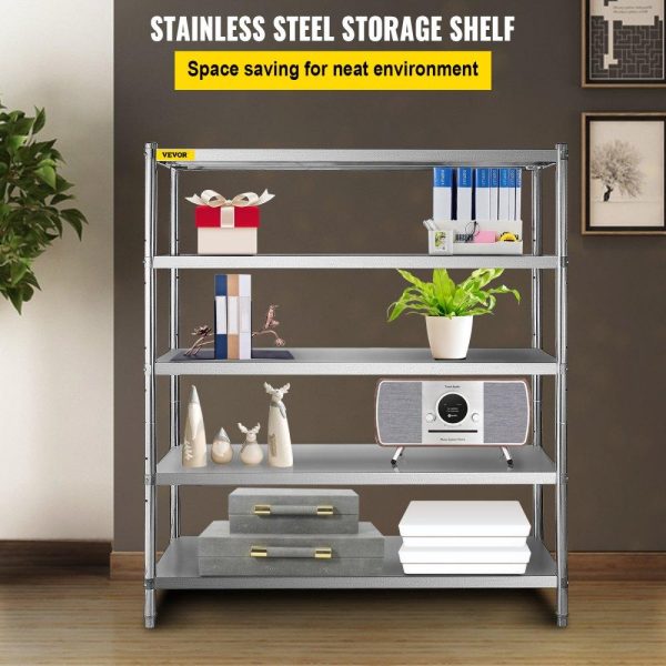 Storage & Organization | Storage Shelf, 5-Tier Storage Shelving Unit, Stainless Steel Garage Shelf, 70.9 x 17.7 x 70.9 inch Heavy Duty Storage Shelving, 1650 Lbs Total Capacity with Adjustable Height Restaurant & Food Service Storage & Organization