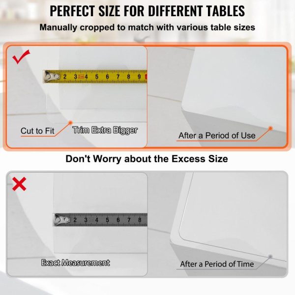 Tabletop | 100 x 45 Inch Clear Table Cover Protector, 1.5mm Thick Clear Desk Protector Table Pads, Plastic Tablecloth Table Protector for Dining Room Table Restaurant & Food Service Tabletop