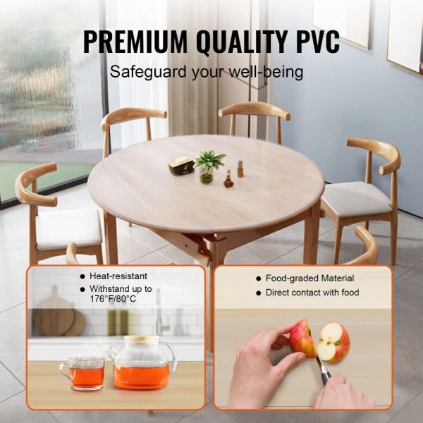 Tabletop | Clear Table Cover Protector, 42 inch/1068 mm Round Table Cover, 1.5 mm Thick PVC Plastic Tablecloth, Waterproof Desktop Protector for Writing Desk, Coffee Table, Dining Room Table Restaurant & Food Service Tabletop