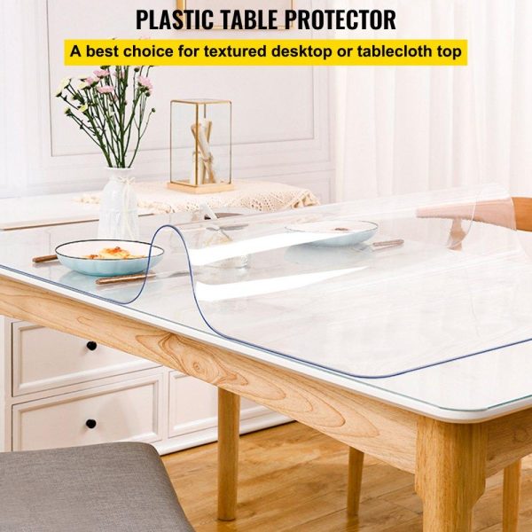 Tabletop | Plastic Table Cover 24 x 60 Inch, 1.5 mm Thick Clear Table Protector, Rectangle Clear Desk Mat, Waterproof & Easy Cleaning for Office Dresser Night Stand Restaurant & Food Service Tabletop