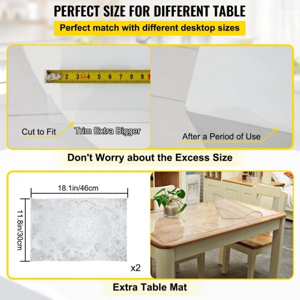 Tabletop | Plastic Table Cover 24 x 60 Inch, 1.5 mm Thick Clear Table Protector, Rectangle Clear Desk Mat, Waterproof & Easy Cleaning for Office Dresser Night Stand Restaurant & Food Service Tabletop