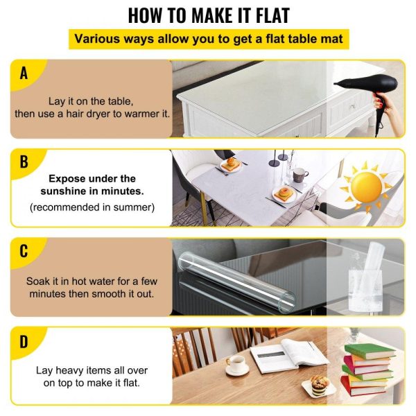 Tabletop | Plastic Table Cover 24 x 60 Inch, 1.5 mm Thick Clear Table Protector, Rectangle Clear Desk Mat, Waterproof & Easy Cleaning for Office Dresser Night Stand Restaurant & Food Service Tabletop