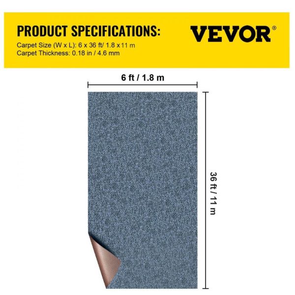 Venue Decoration | Gray Marine Carpet 6 ft x 36 ft, Boat Carpet Rugs, Indoor Outdoor Rugs for Patio Deck Anti-Slide TPR Water-Proof Back Outdoor Marine Carpeting Outdoor Carpet Restaurant & Food Service Venue Decoration