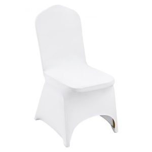 Venue Decoration | Stretch Spandex Folding Chair Covers, Universal Fitted Arched Front Cover, Removable Washable Protective Slipcovers, for Wedding, Holiday, Banquet, Party, Celebration, Dining (100PCS White) White Restaurant & Food Service Venue Decoration