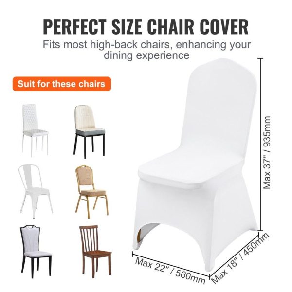 Venue Decoration | Stretch Spandex Folding Chair Covers, Universal Fitted Arched Front Cover, Removable Washable Protective Slipcovers, for Wedding, Holiday, Banquet, Party, Celebration, Dining (100PCS White) White Restaurant & Food Service Venue Decoration