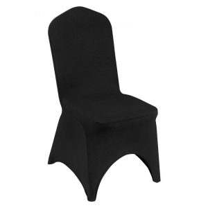 Venue Decoration | Stretch Spandex Folding Chair Covers, Universal Fitted Arched Front Cover, Removable Washable Protective Slipcovers, for Wedding, Holiday, Banquet, Party, Celebration, Dining (50PCS Black) Black Restaurant & Food Service Black