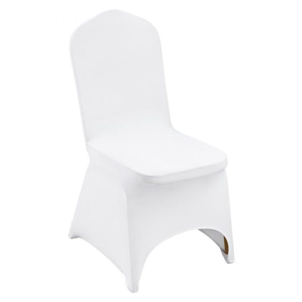 Venue Decoration | Stretch Spandex Folding Chair Covers, Universal Fitted Arched Front Cover, Removable Washable Protective Slipcovers, for Wedding, Holiday, Banquet, Party, Celebration, Dining (50PCS White) White Restaurant & Food Service Venue Decoration