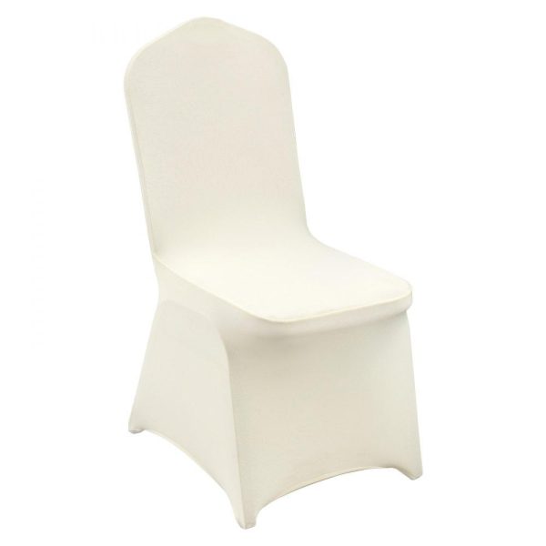 Venue Decoration | Stretch Spandex Folding Chair Covers, Universal Fitted Chair Cover, Removable Washable Protective Slipcovers, for Wedding, Holiday, Banquet, Party, Celebration, Dining (100PCS Ivory White) Ivory White Restaurant & Food Service Ivory White