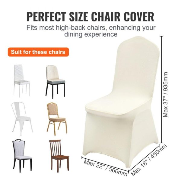 Venue Decoration | Stretch Spandex Folding Chair Covers, Universal Fitted Chair Cover, Removable Washable Protective Slipcovers, for Wedding, Holiday, Banquet, Party, Celebration, Dining (100PCS Ivory White) Ivory White Restaurant & Food Service Ivory White