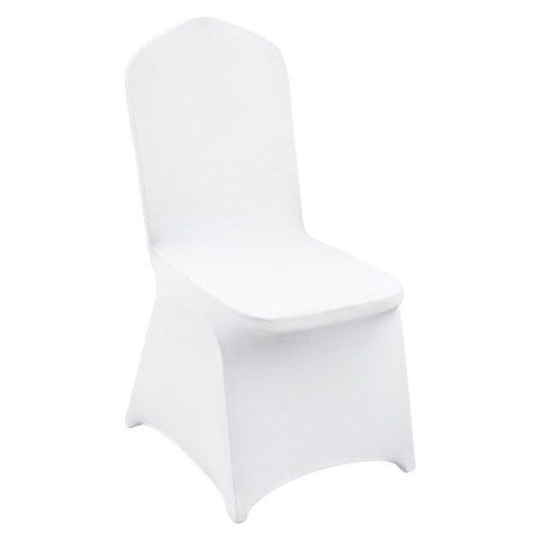 Venue Decoration | Stretch Spandex Folding Chair Covers, Universal Fitted Chair Cover, Removable Washable Protective Slipcovers, for Wedding, Holiday, Banquet, Party, Celebration, Dining (100PCS White) White Restaurant & Food Service Venue Decoration